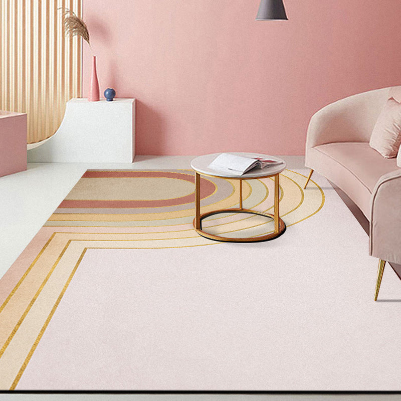 Pink Hall Rug Modernist Colorblock and Striped Pattern Carpet Polyester Pet Friendly Washable Non-Slip Backing Rug Red Clearhalo 'Area Rug' 'Rug' 1932384