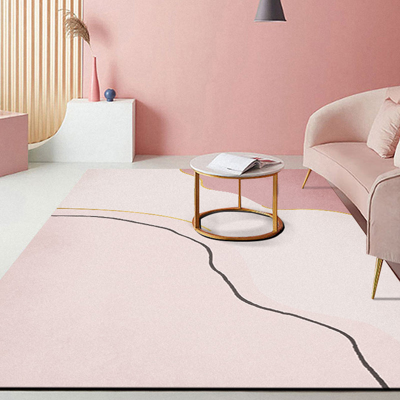 Modern Abstract Rug Pink Polyester Area Rug Pet Friendly Washable Non-Slip Backing Area Rug for Sitting Room Light Red Clearhalo 'Area Rug' 'Rug' 1932405