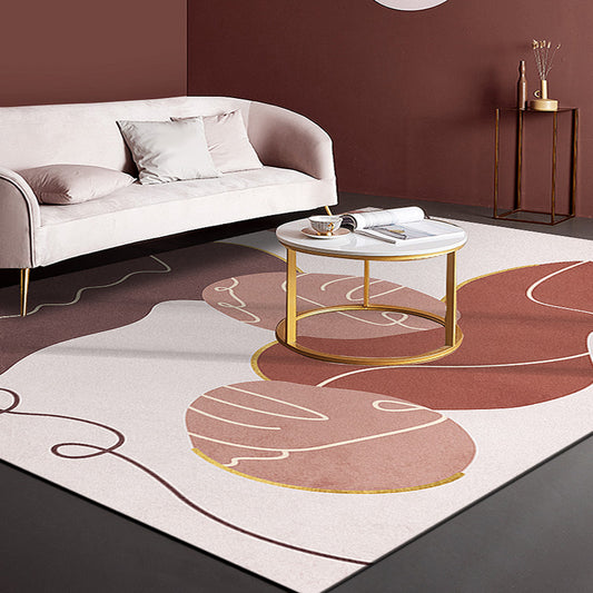 Minimalist Living Room Rug Multi-Color Colorblock Carpet Polyester Anti-Slip Backing Pet Friendly Washable Area Rug
