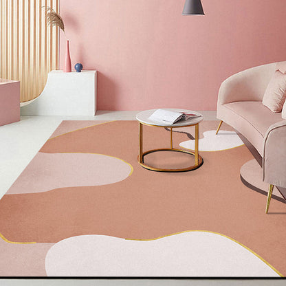 Minimalist Living Room Rug Multi-Color Colorblock Carpet Polyester Anti-Slip Backing Pet Friendly Washable Area Rug Yellow-Red Clearhalo 'Area Rug' 'Rug' 1932414