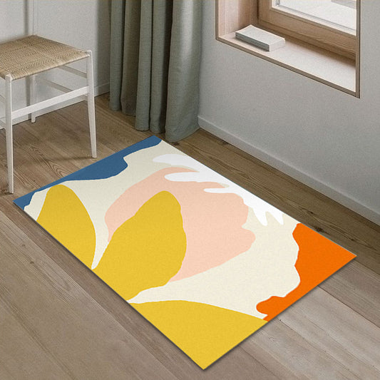Creative Multicolor Colorblock Rug Polyester Simplicity Area Rug Pet Friendly Washable Anti-Slip Indoor Rug for Parlour Yellow