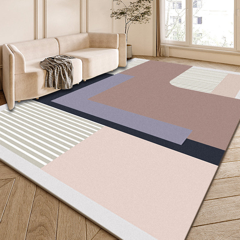 Multi-Color Modernist Rug Polyester Abstract and Striped Pattern Carpet Washable Anti-Slip Backing Indoor Rug for Living Room Purple Clearhalo 'Area Rug' 'Rug' 1932462