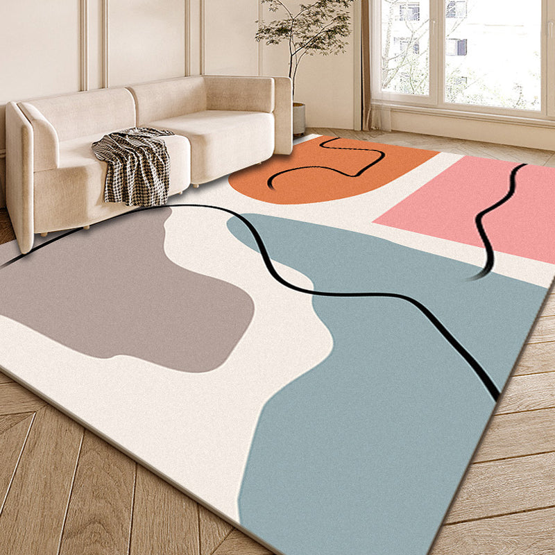Multi-Color Modernist Rug Polyester Abstract and Striped Pattern Carpet Washable Anti-Slip Backing Indoor Rug for Living Room Light Brown Clearhalo 'Area Rug' 'Rug' 1932463