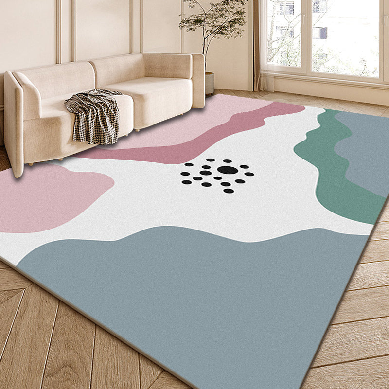 Multi-Color Modernist Rug Polyester Abstract and Striped Pattern Carpet Washable Anti-Slip Backing Indoor Rug for Living Room Dark Blue Clearhalo 'Area Rug' 'Rug' 1932465