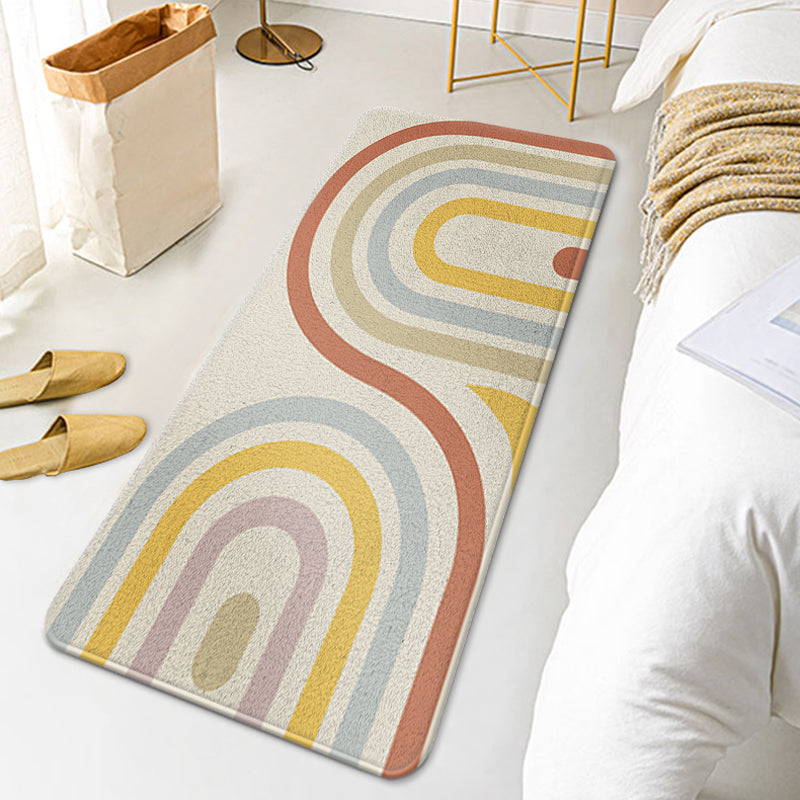 Casual Multi Colored Modernism Rug Polyester Swirl Striped Pattern Carpet Washable Pet Friendly Anti-Slip Carpet for Bedroom Beige Clearhalo 'Area Rug' 'Rug' 1932501