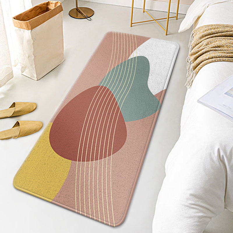 Casual Multi Colored Modernism Rug Polyester Swirl Striped Pattern Carpet Washable Pet Friendly Anti-Slip Carpet for Bedroom Red Clearhalo 'Area Rug' 'Rug' 1932502
