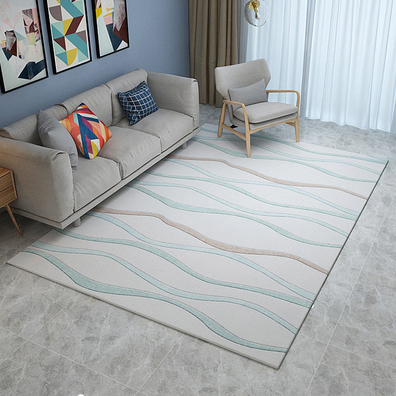 Minimalist Swirl Line Rug Light Color Synthetics Indoor Rug Non-Slip Carpet for Home Decoration Cream Clearhalo 'Area Rug' 'Modern' 'Rugs' Rug' 1932562