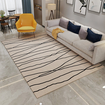 Minimalist Swirl Line Rug Light Color Synthetics Indoor Rug Non-Slip Carpet for Home Decoration Khaki-White Clearhalo 'Area Rug' 'Modern' 'Rugs' Rug' 1932564