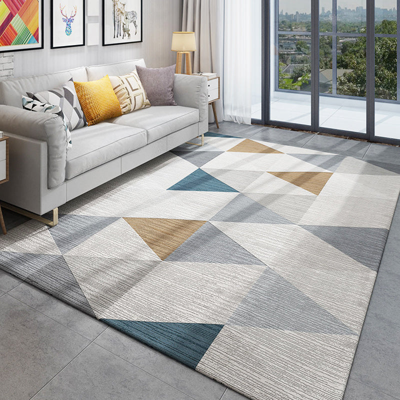 Eco-Friendly Geometry Area Rug Multi-Color Nordic Carpet Polypropylene Non-Slip Backing Rug for Home Decor Grey Clearhalo 'Area Rug' 'Modern' 'Rugs' Rug' 1932601