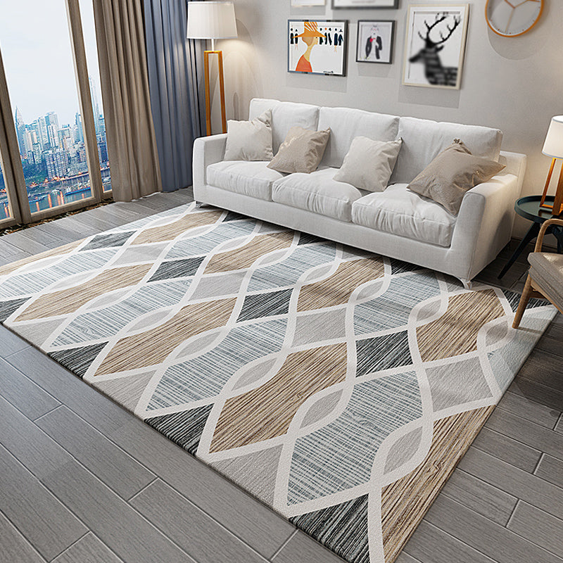 Eco-Friendly Geometry Area Rug Multi-Color Nordic Carpet Polypropylene Non-Slip Backing Rug for Home Decor Brown Clearhalo 'Area Rug' 'Modern' 'Rugs' Rug' 1932606