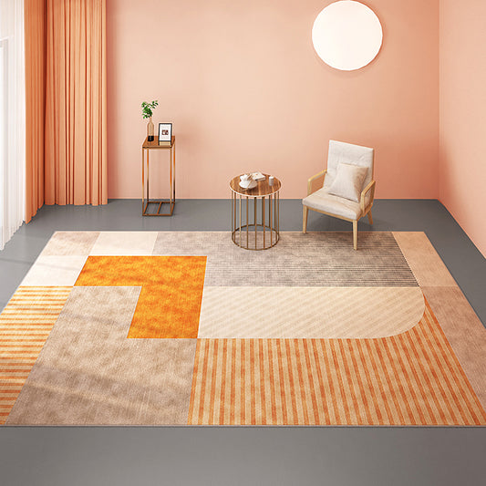 Soft Color Modern Indoor Rug Polyster Banded Area Carpet Washable Rug for Sitting Room Orange Clearhalo 'Area Rug' 'Modern' 'Rugs' Rug' 1932609