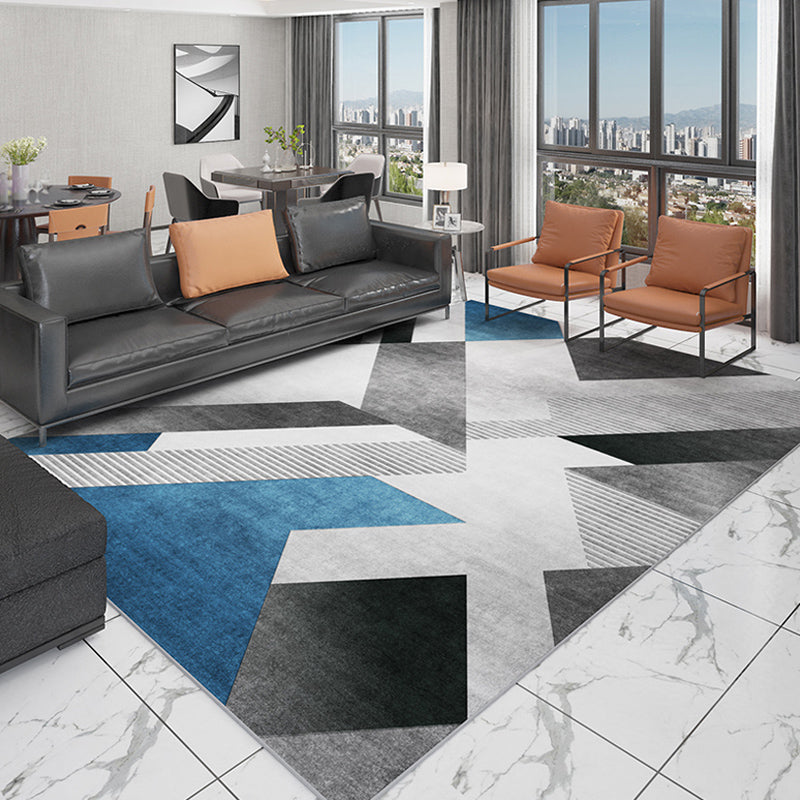 Dark Color Geometric Area Rug Synthetics Simple Carpet Machine Washable Indoor Rug for Home Decoration Blue Clearhalo 'Area Rug' 'Modern' 'Rugs' Rug' 1932617