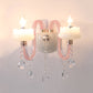 Pink Candle Sconce Light with Clear Crystal Traditional Style Metal Wall Lamp for Bathroom Clearhalo 'Wall Lamps & Sconces' 'Wall Lights' Lighting' 193263