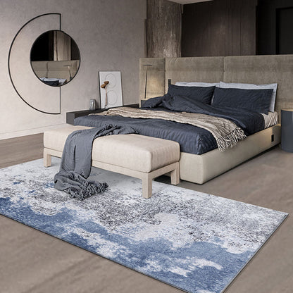 Industrial Style Blue Polyester Runner Bedside Rug Mat with Cement Design Blue Clearhalo 'Area Rug' 'Rug' 1932646