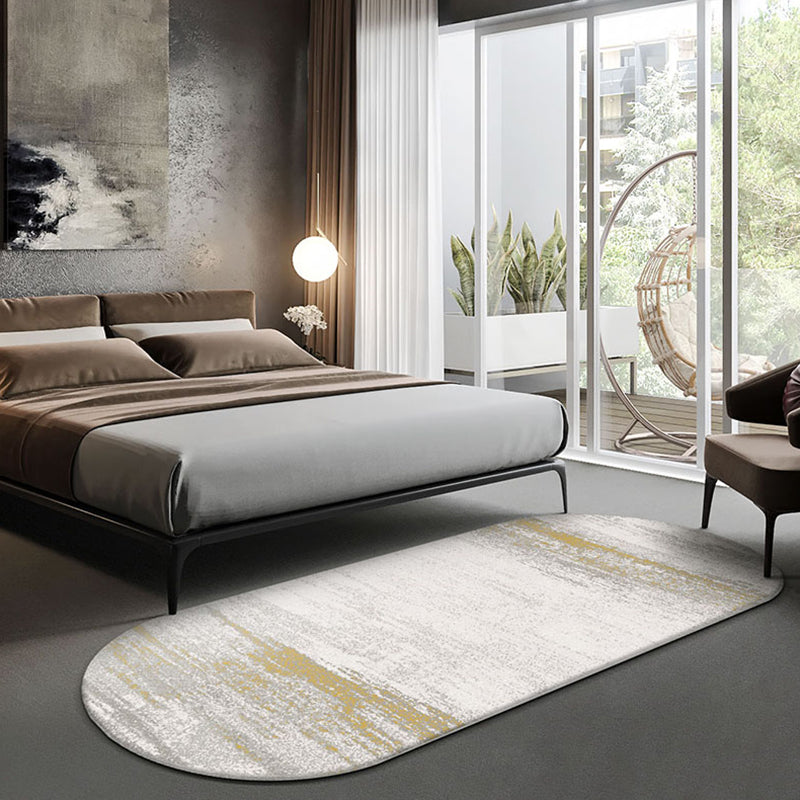 Oval Industrial Style Polyester Bedside Rug with Yellow Cement Pattern Pet Friendly Area Rug Yellow Clearhalo 'Area Rug' 'Rug' 1932667