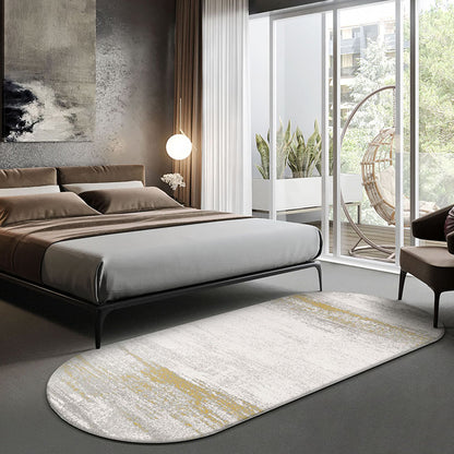 Oval Industrial Style Polyester Bedside Rug with Yellow Cement Pattern Pet Friendly Area Rug Yellow Clearhalo 'Area Rug' 'Rug' 1932667