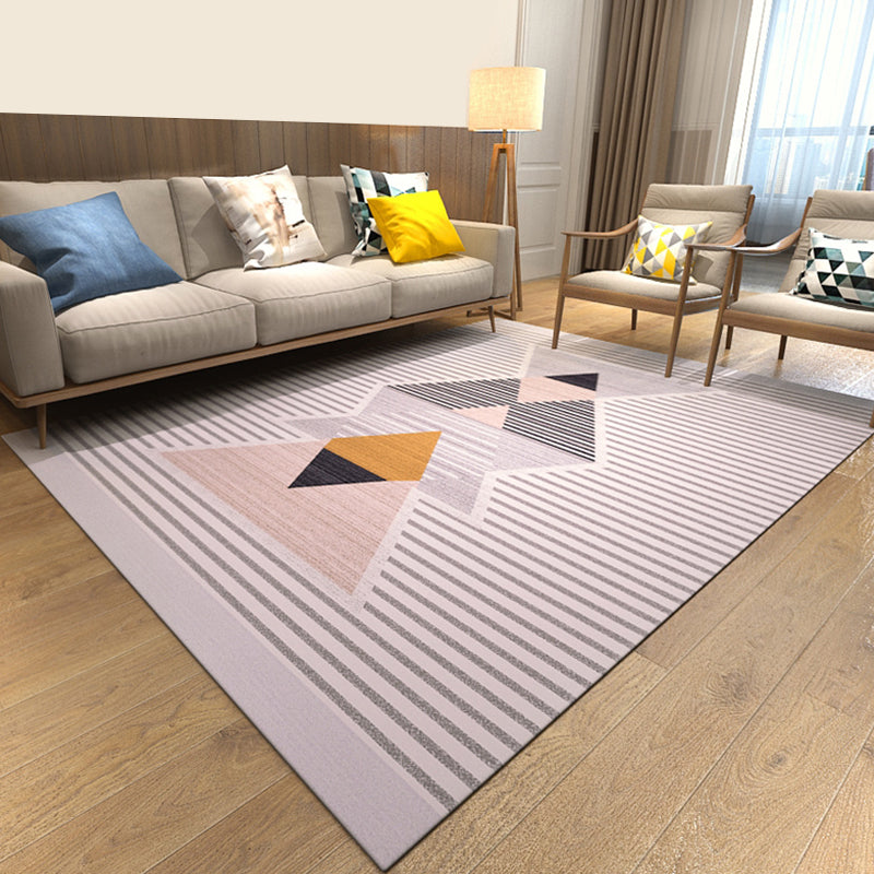 Colorful Geometric Pattern Contemporary Rug Polyester Pet Friendly Living Room Area Rugs Purple Clearhalo 'Area Rug' 'Modern' 'Rugs' Rug' 1932690