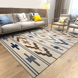 Colorful Geometric Pattern Contemporary Rug Polyester Pet Friendly Living Room Area Rugs Blue
