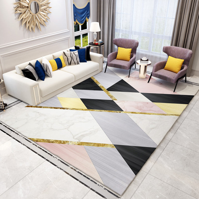 Modernist Rug with Multi-Color Geometric Design Pet Friendly Polyester Area Rug for Room Pink Clearhalo 'Area Rug' 'Modern' 'Rugs' Rug' 1932700