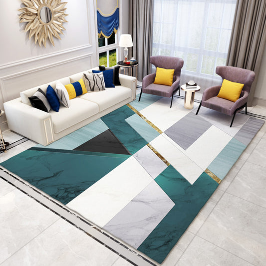 Modernist Rug with Multi-Color Geometric Design Pet Friendly Polyester Area Rug for Room Blackish Green Clearhalo 'Area Rug' 'Modern' 'Rugs' Rug' 1932702
