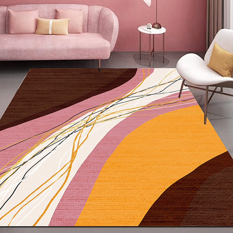 Novelty Style Colorful Area Rug with Color Block Design Pet Friendly Polyester Rugs for Room Pink Clearhalo 'Area Rug' 'Rug' 1932721