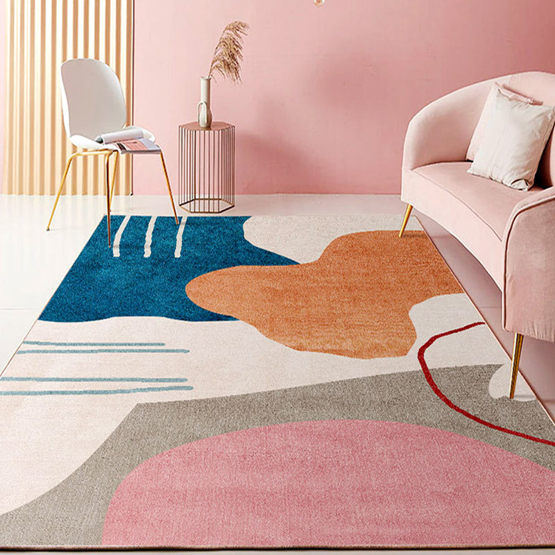 Color Block Design Novelty Style Colorful Area Rug Pet Friendly Polyester Rugs for Living Room Apricot Clearhalo 'Area Rug' 'Rug' 1932729