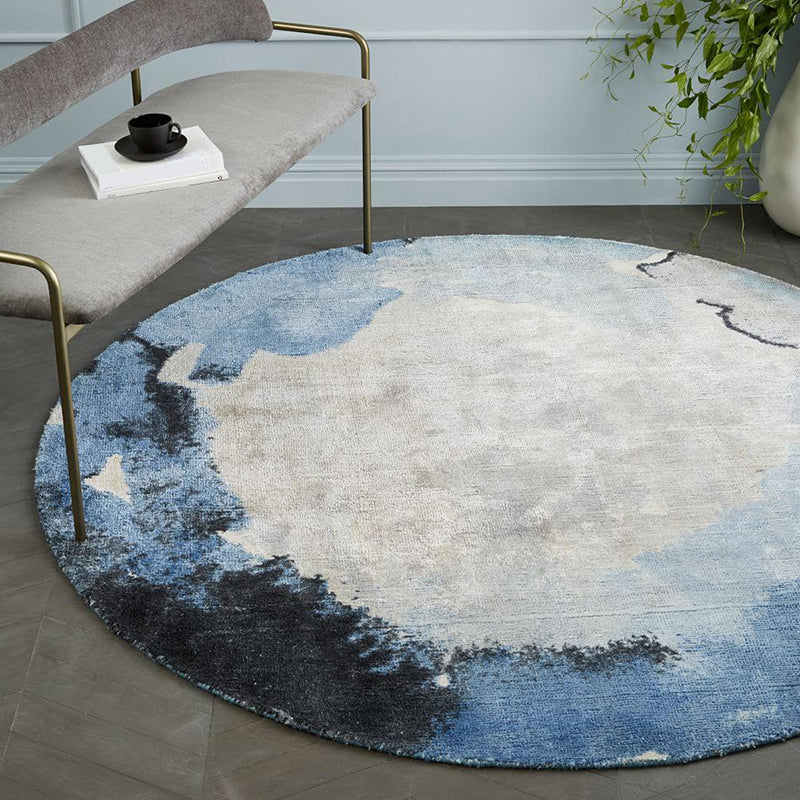 Circular Industrial Style Rug with Multicolor Cement Pattern Pet Friendly Polyester Rug for Room Black Clearhalo 'Area Rug' 'Rug' 1932737
