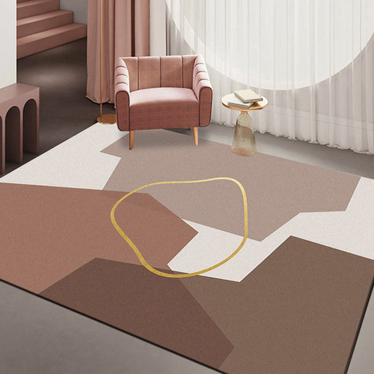 Minimalism Parlor Rug Multi-Color Colorblock Indoor Rug Polyester Anti-Slip Backing Machine Washable Carpet Pink