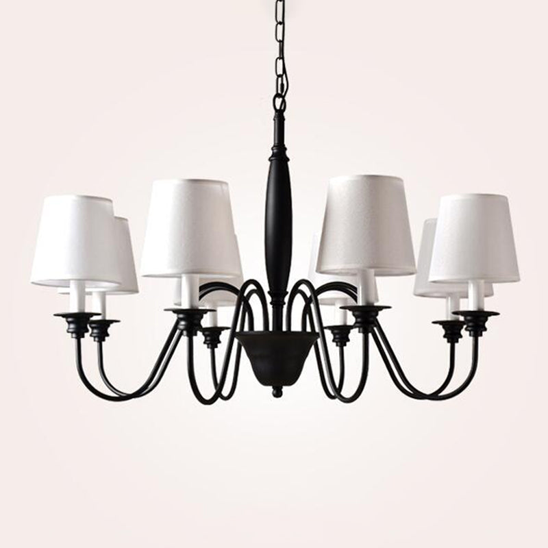 3/6/8 Lights Ceiling Light Minimalistic Tapered Fabric Hanging Chandelier in White for Living Room Clearhalo 'Ceiling Lights' 'Chandeliers' Lighting' options 1932769