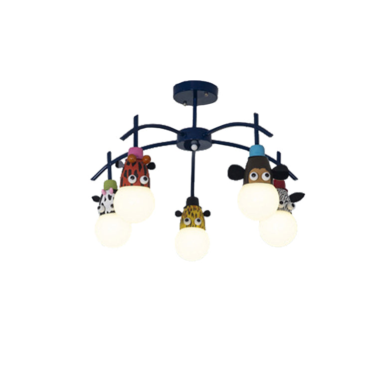 Kids Dark Blue Semi Flushmount Light Animal Metal Ceiling Light for Foyer Bathroom Clearhalo 'Ceiling Lights' 'Close To Ceiling Lights' 'Close to ceiling' 'Semi-flushmount' Lighting' 193277