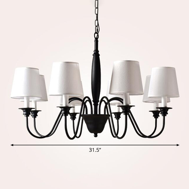 3/6/8 Lights Ceiling Light Minimalistic Tapered Fabric Hanging Chandelier in White for Living Room Clearhalo 'Ceiling Lights' 'Chandeliers' Lighting' options 1932770