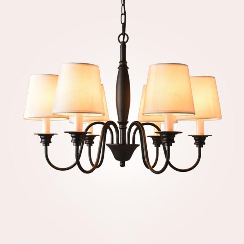 3/6/8 Lights Ceiling Light Minimalistic Tapered Fabric Hanging Chandelier in White for Living Room Clearhalo 'Ceiling Lights' 'Chandeliers' Lighting' options 1932772