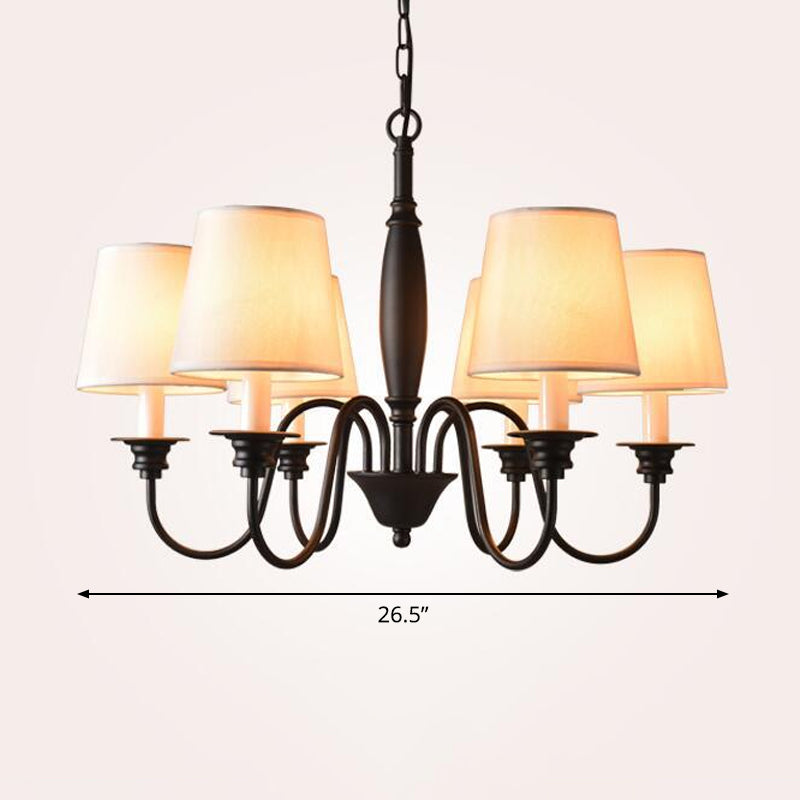 3/6/8 Lights Ceiling Light Minimalistic Tapered Fabric Hanging Chandelier in White for Living Room Clearhalo 'Ceiling Lights' 'Chandeliers' Lighting' options 1932773