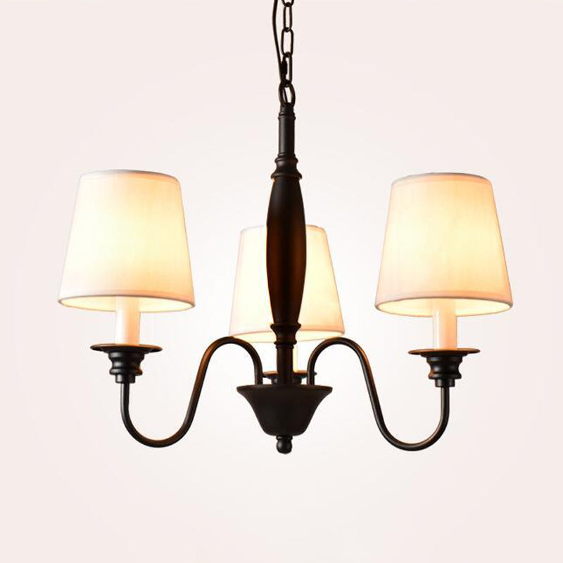 3/6/8 Lights Ceiling Light Minimalistic Tapered Fabric Hanging Chandelier in White for Living Room Clearhalo 'Ceiling Lights' 'Chandeliers' Lighting' options 1932774