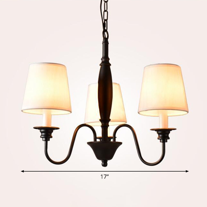 3/6/8 Lights Ceiling Light Minimalistic Tapered Fabric Hanging Chandelier in White for Living Room Clearhalo 'Ceiling Lights' 'Chandeliers' Lighting' options 1932775