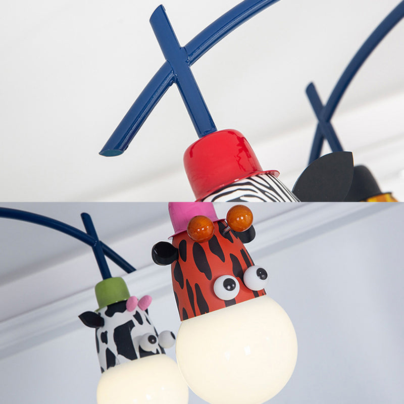 Kids Dark Blue Semi Flushmount Light Animal Metal Ceiling Light for Foyer Bathroom Clearhalo 'Ceiling Lights' 'Close To Ceiling Lights' 'Close to ceiling' 'Semi-flushmount' Lighting' 193279