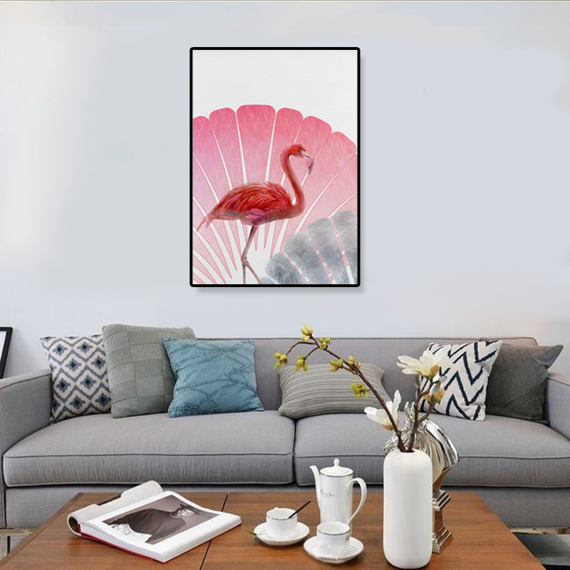 Childrens Art Illustration Animal Canvas Soft Color Bedroom Wall Art Decor, Textured Pink Clearhalo 'Art Gallery' 'Canvas Art' 'Kids' Arts' 1932856