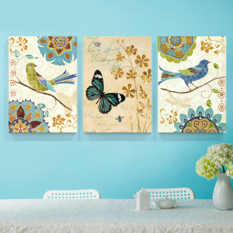 Illustration Animal and Flower Art Print Farmhouse Textured Dining Room Wall Decor Brown Clearhalo 'Art Gallery' 'Canvas Art' 'Traditional' Arts' 1932883