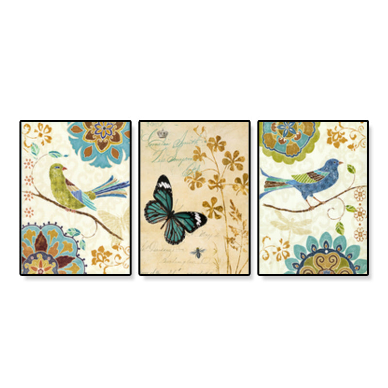 Illustration Animal and Flower Art Print Farmhouse Textured Dining Room Wall Decor Clearhalo 'Art Gallery' 'Canvas Art' 'Traditional' Arts' 1932886