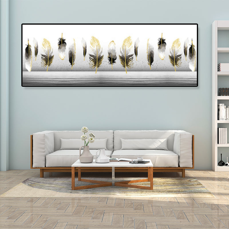 Textured Still Life Drawing Wall Art Canvas Nordic Style Wall Decor for Living Room Grey 14" x 39" Clearhalo 'Arts' 'Canvas Art' 1932925