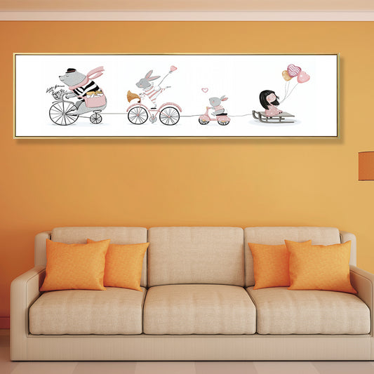 Drawing Animals Canvas Art Pastel Color Cartoon Wall Decor for Childrens Bedroom
