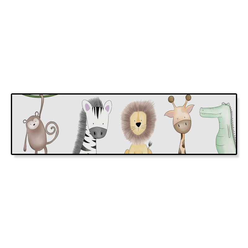 Drawing Animals Canvas Art Pastel Color Cartoon Wall Decor for Childrens Bedroom Clearhalo 'Art Gallery' 'Canvas Art' 'Kids' Arts' 1932970