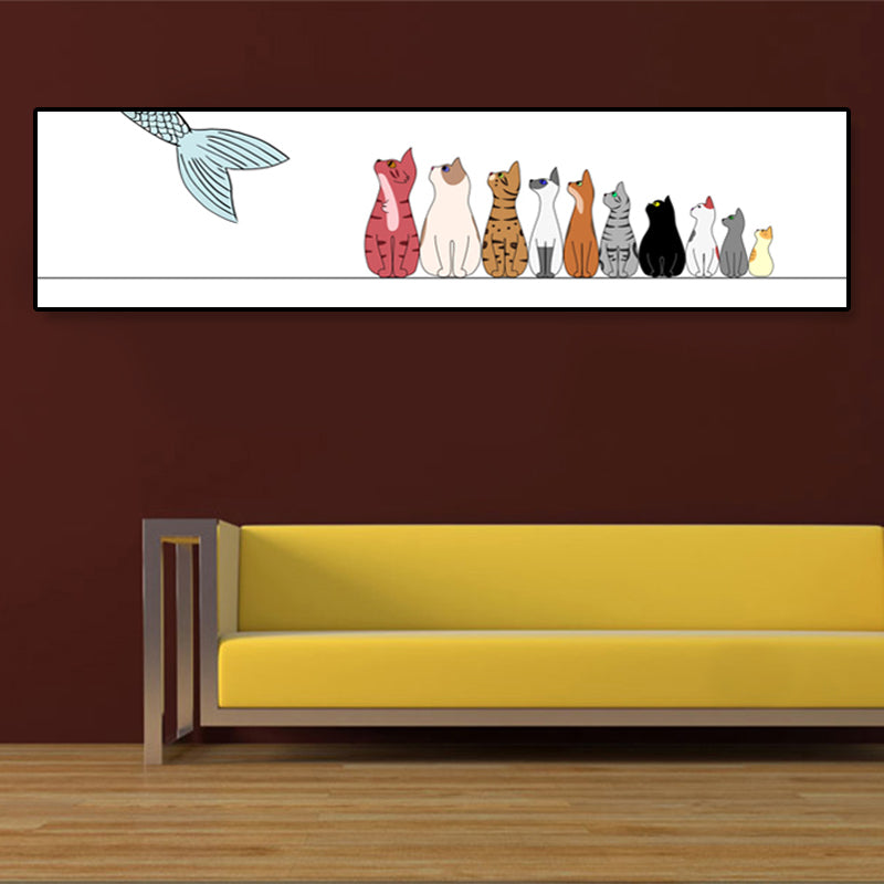 Drawing Animals Canvas Art Pastel Color Cartoon Wall Decor for Childrens Bedroom Clearhalo 'Art Gallery' 'Canvas Art' 'Kids' Arts' 1932972