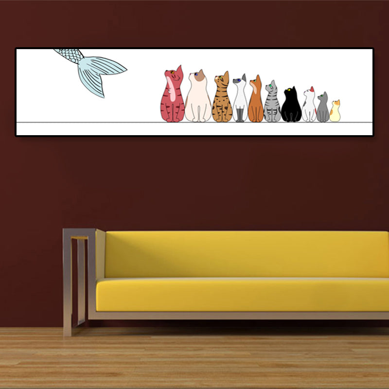 Drawing Animals Canvas Art Pastel Color Cartoon Wall Decor for Childrens Bedroom Clearhalo 'Art Gallery' 'Canvas Art' 'Kids' Arts' 1932972
