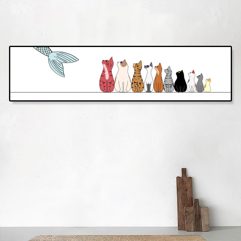 Drawing Animals Canvas Art Pastel Color Cartoon Wall Decor for Childrens Bedroom Clearhalo 'Art Gallery' 'Canvas Art' 'Kids' Arts' 1932973