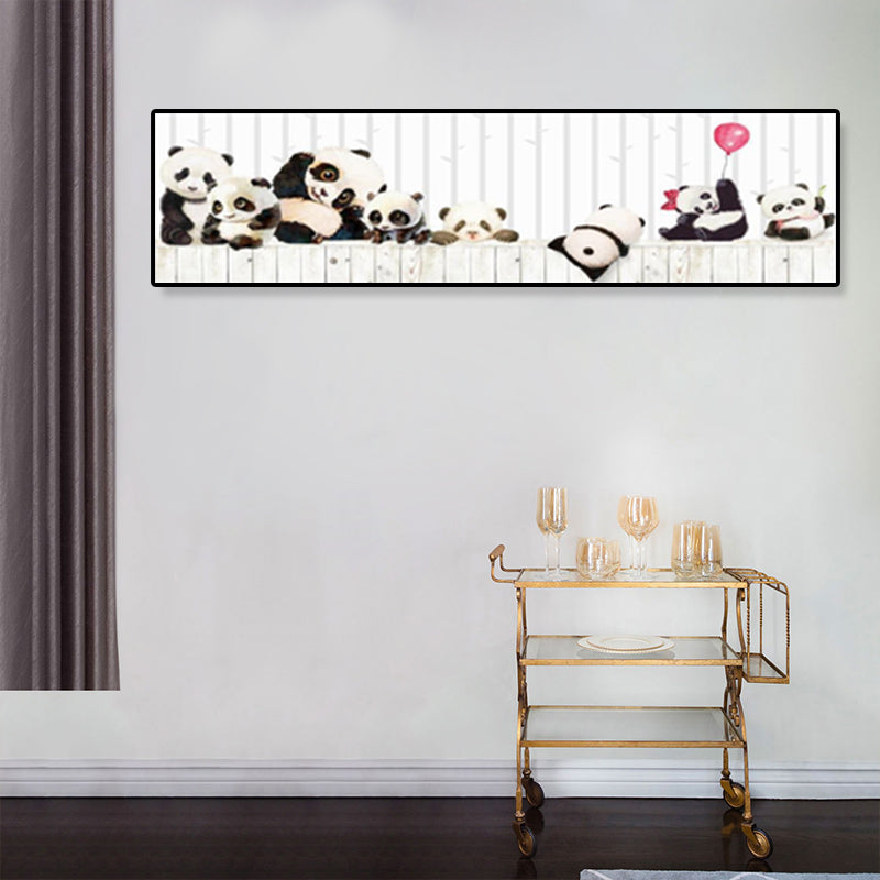 Drawing Animals Canvas Art Pastel Color Cartoon Wall Decor for Childrens Bedroom Brown 12" x 48" Clearhalo 'Art Gallery' 'Canvas Art' 'Kids' Arts' 1932980