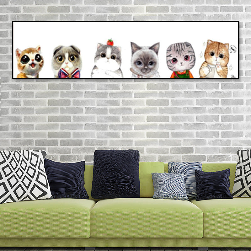 Drawing Animals Canvas Art Pastel Color Cartoon Wall Decor for Childrens Bedroom Clearhalo 'Art Gallery' 'Canvas Art' 'Kids' Arts' 1932984