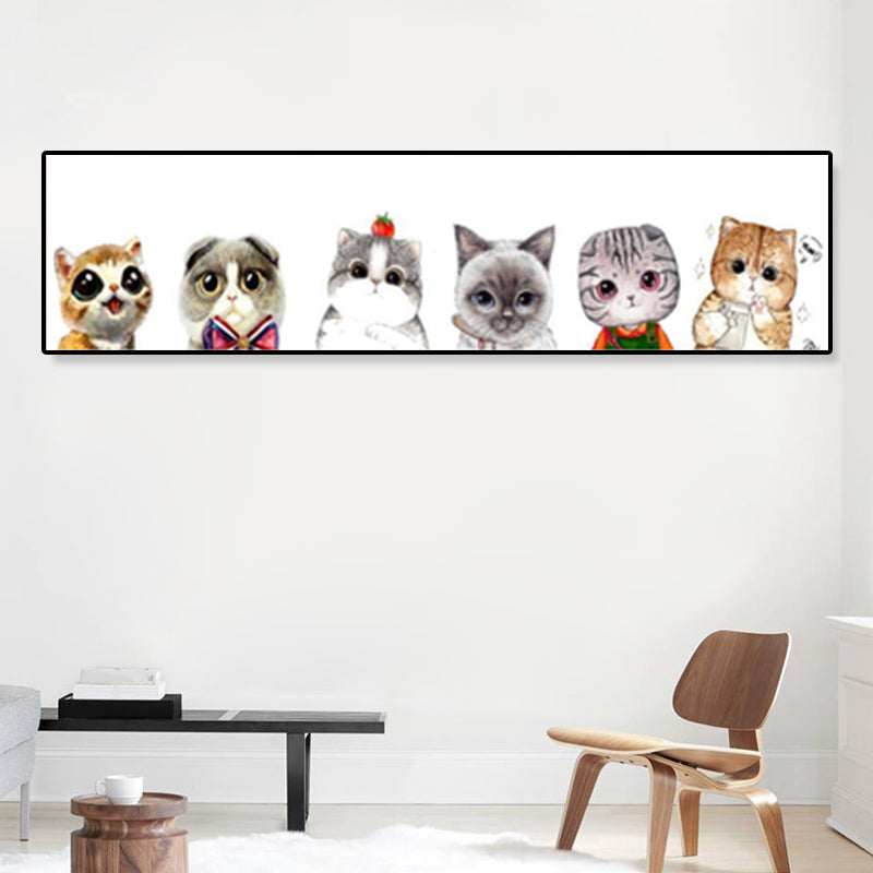 Drawing Animals Canvas Art Pastel Color Cartoon Wall Decor for Childrens Bedroom Clearhalo 'Art Gallery' 'Canvas Art' 'Kids' Arts' 1932985
