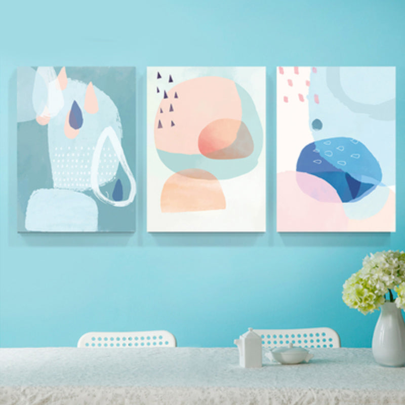 Raindrops Wall Art Set Nordic Abstract Pattern Canvas Print in Pastel Color for Decor - Blue - Clearhalo - 'Arts' - 'Canvas Art' - 1932987