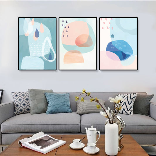 Raindrops Wall Art Set Nordic Abstract Pattern Canvas Print in Pastel Color for Decor - Clearhalo - 'Arts' - 'Canvas Art' - 1932988